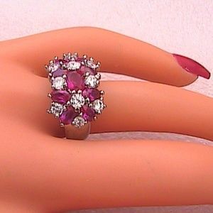 14k Wg Filled Ruby & White Topaz GoldRing  (#68)
